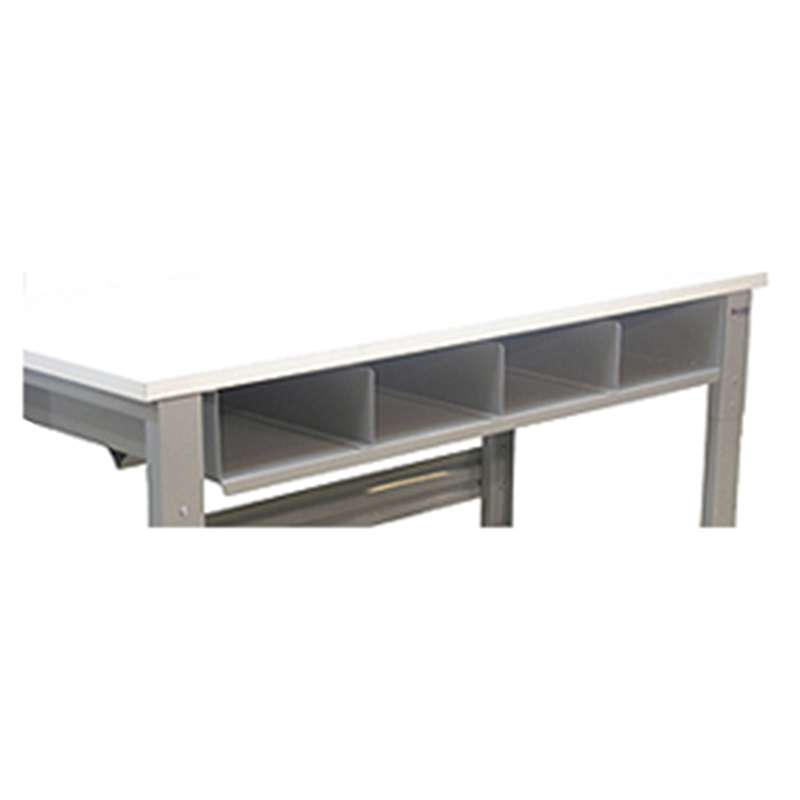 Lower Bin Shelf with Four Cubbies for 48" Bench, Gray